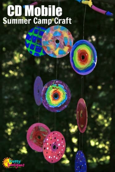 Painted CD Garden Mobile - Great Group Art Project for Kids - Happy