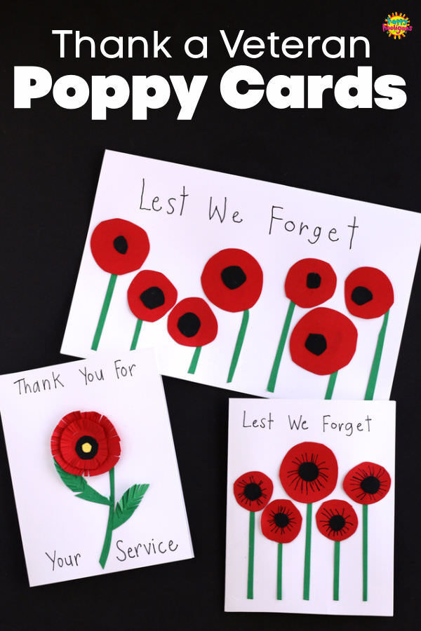Homemade Poppy Cards Remembrance Day Craft for Kids