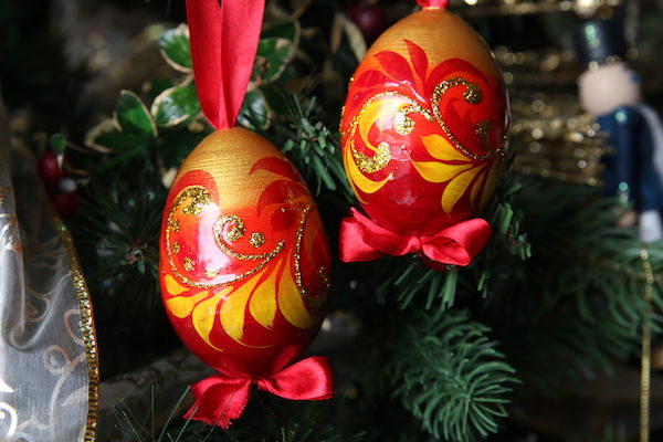 Eastern European Painted Eggs with Glitter and Ribbons